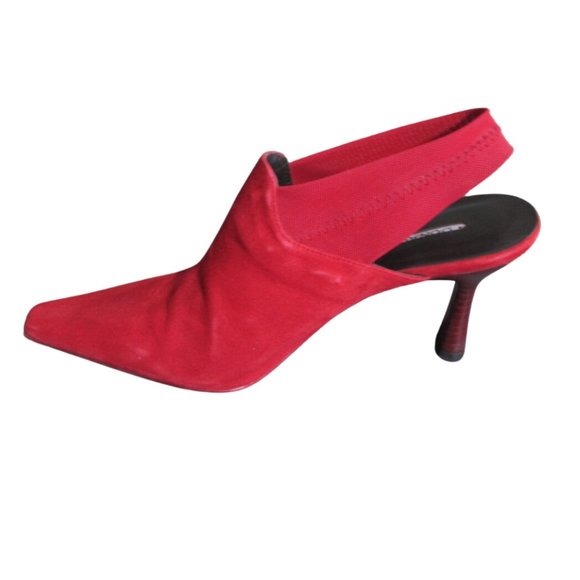 Donald J. Pliner Red Suede Sling Back Shoes - Picture 5 of 6